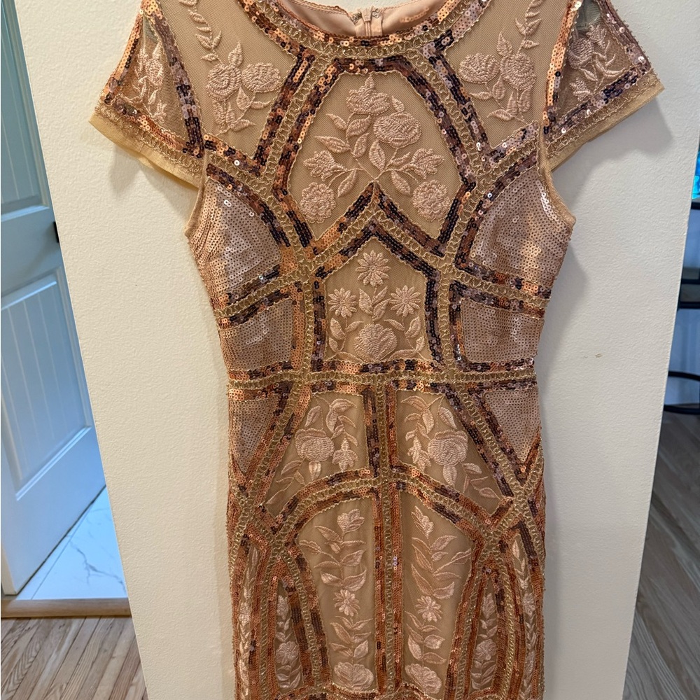 Lulu's Rose Gold Sequin Mini Dress